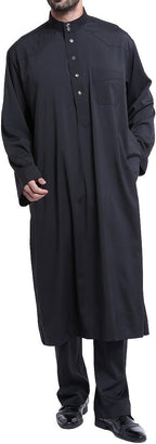 Qianliniuinc Loose Style Middle East Kaftan Dubai Arab Muslim Islamic Men's Clothing Suit Shirt Pants