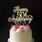 Golden glitter Happy 50th Anniversary Cake Toppers -Wedding Anniversary Party Decorations, Company Anniversary Party, 50th Birthday Party Decorations