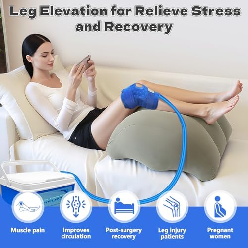 Inmoredo Inflatable Leg Elevation Pillow After Surgery, Wedge Leg Elevating Pillows for Injury Recovery, Blood Circulation, Swelling, Legs Support Cushion Knee Hip Ankles Pain