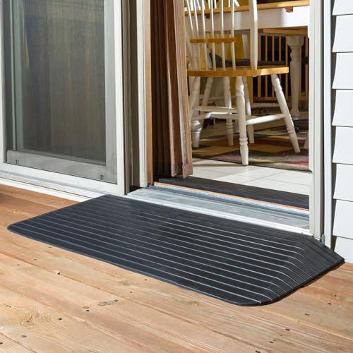 Silver Spring Solid Rubber Threshold Ramp 2" Rise 1,500 lb. Capacity for Wheelchairs and Power Scooters Indoor Outdoor Use