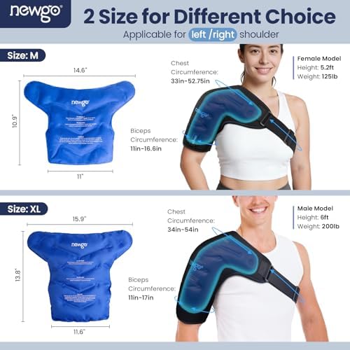 NEWGO Shoulder Ice Pack Wrap - FSA Eligible, Reusable Gel Cold Compression Sleeve for Rotator Cuff, Shoulder Surgery Recovery & Injuries, Tendinitis, Frozen Shoulder - Fits Both Shoulders