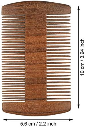 3 Pieces Beard Comb for Men Natural Sandalwood Wooden Mustaches Combs Dual Action Teeth Beard Comb with 3 Pieces Pocket Faux Leather Case for Beards Mustaches(Brown)