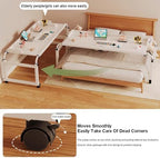 Adjustable 115-210cm Overbed Table with Wheels, Bed Tables Overbed Tables Rolling Storage Trolley Standing Workstation Adjust Height 65-95cm Computer Desk for Home and Hospital