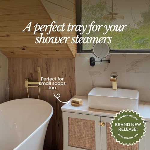 Bare Botanics Bamboo Bar Soap Holder (2pcs) | 3-in Slotted Natural Bamboo Tray for Shower Steamers | Cruelty-Free & Vegan