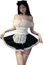 Women's cosplay sexy maid velvet pajamas French apron lace maid underwear