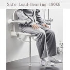 Folding Shower Seat for Seniors and Disabled – Portable Wall-Mounted Bath Chair with Support Legs and Armrests