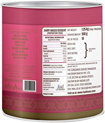 Haldiram's Gulab Jamun & Rasgulla Combo Pack 1 Kg Tin X 2 Pcs