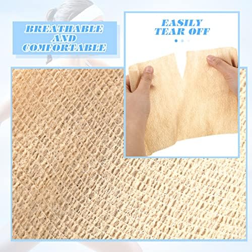 Nuanchu 3 Pcs Self Adhesive Cohesive Wrap Bandages 6 Inches x 5 Yards Non Woven Athletic Tape Breathable Self Adherent Bandage Wrap Elastic Sports Gauze Rolls Tape for Wrists, Knee, Ankle(Beige)