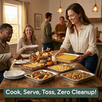 Zuvo 9x13 Aluminum Foil Pans (30 Pack) - Disposable Half Size Deep Steam Table Pans, Heavy Duty Tin Foil Trays for Roasting Turkey, Lasagna, Casseroles - Thanksgiving, Christmas, BBQ, Catering