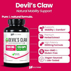 Healthfare Devils Claw Root | 2600mg Herbal Supplement | 120 Vegan Capsules | Concentrated Root Extract for Joint Support | Non-GMO, Gluten-Free | Made in USA