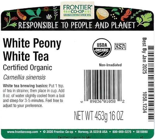 Frontier Co-op Organic White Peony Herbal Tea 1lb
