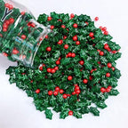 Sentovac Holly Berry Sprinkles Christmas Red and Green Holiday Sprinkles Edible for Cake Decorating Cookie Cupcake Topper Baking Decorations Halloween Christmas Supplies