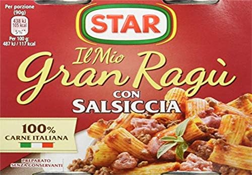 Star Gran Ragù Ragu' Sauce with Sausage 180gr x 2, Pack of 2