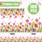 100 PCS Spring Tulip Cocktail Napkins Spring Floral Paper Party Napkin Disposable 3-Ply Watercolor Tulip Beverage Dessert Napkins for Bridal Shower Wedding Birthday Tea Party Supplies