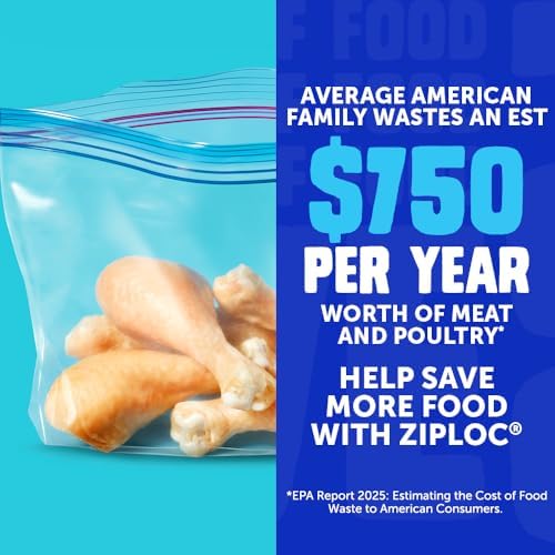 Ziploc Half Gallon Food Storage Freezer Bags, Easy Open and Close, 40 Bags Total
