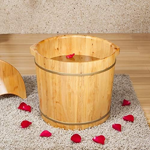 Foot Spa Wooden Barrel Foot Basin for Adults,Foot Soak Bucket with Lid,Foot Bath Spa Tub,Wood Bucket for Pedicure,Foot Tub for Soaking Feet of Light Smooth
