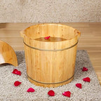 Foot Spa Wooden Barrel Foot Basin for Adults,Foot Soak Bucket with Lid,Foot Bath Spa Tub,Wood Bucket for Pedicure,Foot Tub for Soaking Feet of Light Smooth
