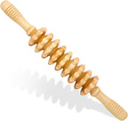 Wooden Fascia Massage Roller – Handheld Myofascial Release Massage Stick with Trigger-Point Knobs for Deep Tissue, Cellulite, Muscle Recovery & Circulation, Lymphatic Drainage Massager
