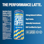 Throne Sport Coffee Latte – 10g protein - 150mg Natural Caffeine and B Vitamins – Lactose-Free, Premium Arabica, NSF Certified, Active Lifestyles – French Vanilla, 12 Pack