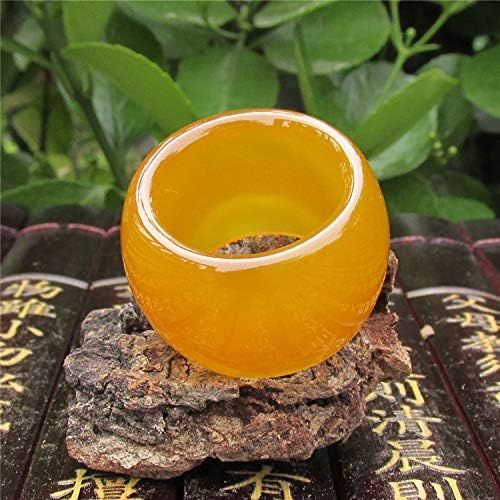 Yellow agate Natural jade finger ring Need male and female models Widening jade ring pull Correction