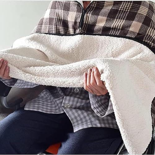 DKULMN Wheelchair Blanket, Warm Winter Full Body Cover, Fleece-Lined Winter Poncho Cape Coat with Hood,Windproof Wheelchair Hooded Poncho