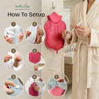 HealthAndYoga™ NaturoFlo Enema Bag Kit - Open Fountain top (2 Quart) - Silicone Tubing and Strong Metal Suspension - Pink