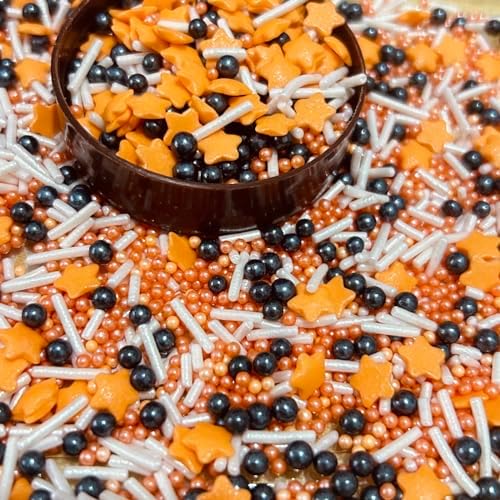 Thanksgiving Sprinkles, Orange and Black Sprinkles for Cake Decorating, Ice Cream, Cookies and Donuts Toppings, Graduation Party Supplies