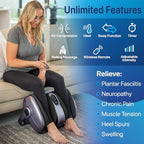 MIKO Shiatsu Foot Massager for Circulation & Pain Relief - Deep Tissue Kneading, Heat Therapy for Plantar Fasciitis, Neuropathy, Diabetics - Fits Up to Size 15 - Charcoal