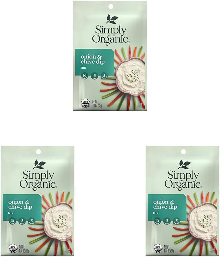 Simply Organic Onion & Chive Dip Mix, Certified Organic | 1 oz (Pack of 3)