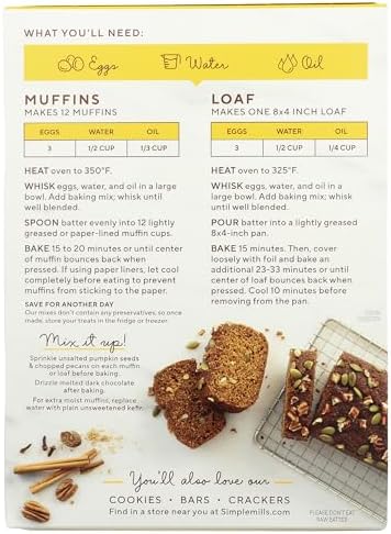 Simple Mills Almond Flour Baking Mix, Pumpkin Muffin & Bread Mix - Gluten Free, Plant Based, Paleo Friendly, 9 Ounce (Pack of 1)
