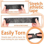 64 Pcs Self Adhesive Bandage Wrap, Black Athletic Tape, 2 Inch x 5 Yard Elastic Self-Adherent Tape, Breathable Sports Wrap, Stretch Cohesive Bandage Wraps for Wrist Ankle Pet