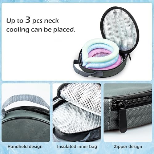 2PCS Neck Cooling Tube with Cold Insulated Bag,Reusable Ice Neck Ring Wearable Body Cooler Products for Summer Heat (Blue*2)