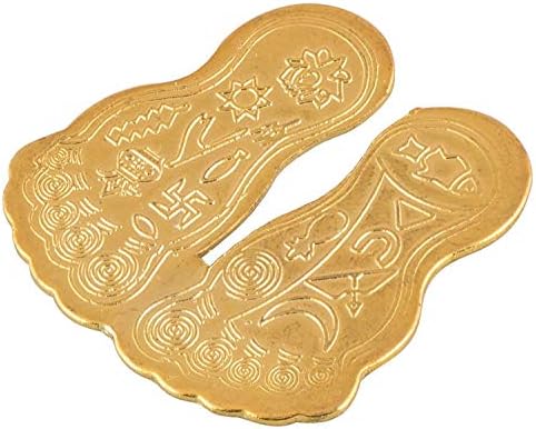 Sri Laxmi Lakshmi Charan Paduka (Laxmi's Feet) Handcrafted Lucky Charm Amulet Yantra - Immense Wealth Prosperity (Golden) Decorative Showpiece