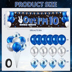 10th Birthday Banner Decorations for Boys and Girls Blue Out Single Digits I’m 10 Birthday Banner Sign with 14 Balloons Kids 10 Years Old Party Yard Sign Decor for Indoor Outdoor