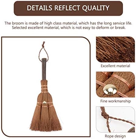 Yardwe Mini Palm Broom Small Handheld Brush with Natural Bristles and Hanging Rope Lightweight Cleaning Tool for Kitchen Desk and Tea Ceremony Use