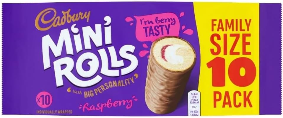 Cadbury Mini Rolls Raspberry 10 Pack