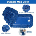 iDeaology 4 Pack - 24-Inch Washable Dust Mop Heads – Full Cloth, Extra Durable, Easy Button - No Clinging to Hair or Fur, Easy to Use Replacement for Commercial and Home Cleaning