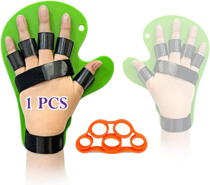 Hand Brace Resting Hand Splint Finger Stroke Recovery Equipment Straightener Extender Therapy Equipment with Finger Support (Fit Right or Left Hands)