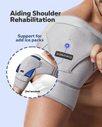 Komoko Shoulder Brace, Rotator Cuff Support Brace with Ice Pack Insertion Capability, Pressure for Preventing Strains and Dislocation, Alleviating Shoulder Pain, Adjustable Fit for Men and Women