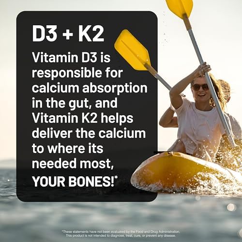 NatureWise Vitamin D3 1000IU + K2 (MK7) 100mcg with Organic Extra Virgin Coconut Oil - Supports Calcium Absorption, Bone & Immune Health - Non-GMO, Soy & Gluten-Free - 90 Softgels[3-Month Supply]