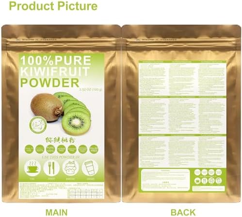 Plant Gift 100% Pure kiwifruit Powder 猕猴桃粉 Natural Meal Powder, Wild Grown and Freeze Dried, Natural Flavor for Beverage, Smoothie and Baking, kiwi fruit Powder No GMOs 100G