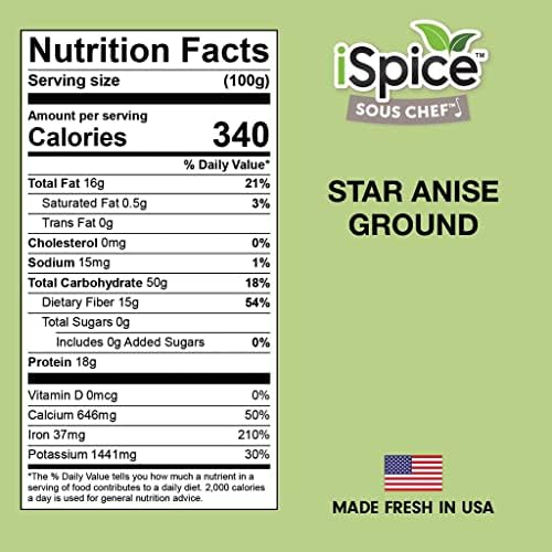 iSpice Ground Star Anise – Aromatic Spice for Cooking & Baking, Kosher, 4.97 oz (140g)