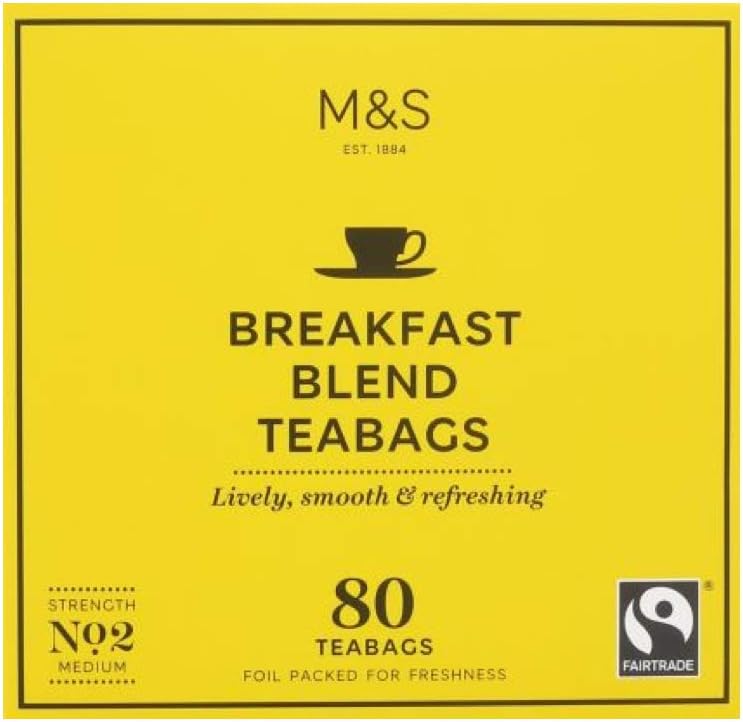 M&S Marks and Spencer, Breakfast Blend 80 Tea Bags (1 Pack) NEW - USA Stock