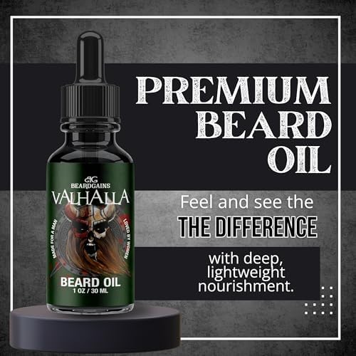 Beard Gains Beard Oil for Men - Organic Beard Growth Oil, Moisturizer & Conditioner, Softens & Strengthens Facial Hair, Reduces Itch, Promotes Healthy Beard (1oz, Pristine)