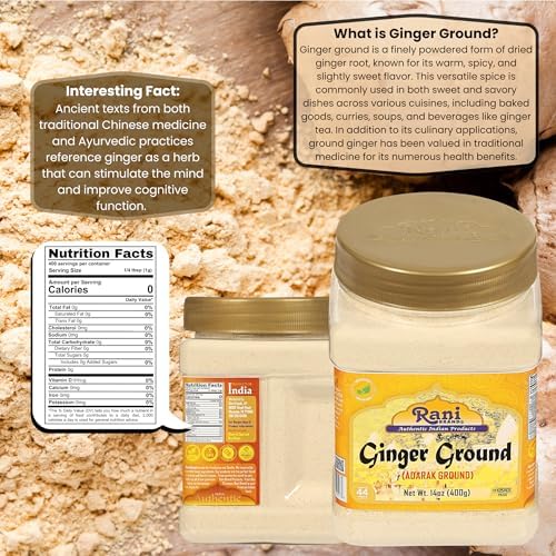 Rani Ginger (Adarak) Powder Ground, Spice 14oz (400g) PET Jar ~ All Natural | Vegan | Gluten Friendly | NON-GMO | Kosher | Indian Origin