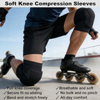 Volleyball Knee Pads for Men Women Sports, Soft Knee Sleeve with Collison Avoidance Foam Pad for Basketball Football Baceball Soccer, Elastic Kneeling Pad for Dance Yoga MMA Muay Thai, Black M (1 Pair)