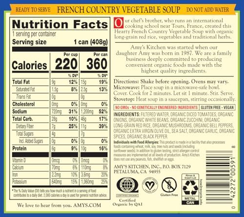 Amy's Hearty Organic Soups, French Country Vegetable, 14.4 Ounce (Pack of 12)