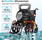 Upgraded 16" Big Front Wheel Electric Wheelchairs, USB Led Light, Dual Brakes, 20” Seat Width All Terrain Motorized Wheelchair, Wheelchairs for Adults 330lb, Backpack, Rear Control Included