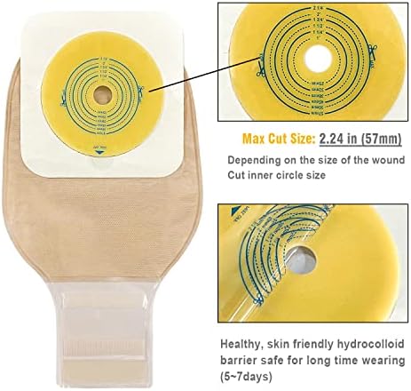 Carbou 21 PCS Ostomy Supplies Colostomy Bags Two Piece Drainable Pouches with Closure 12", Ileostomy Stoma Care,Cut-to-Fit(15pcs Bags+6pcs Barrier)