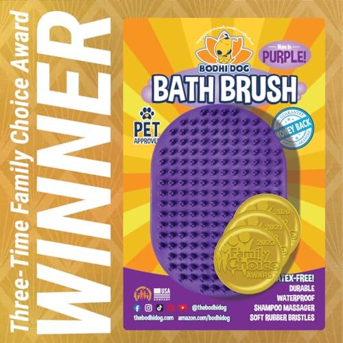 Bodhi Dog Shampoo Brush - Pet Grooming & Bath Supplies for Dogs and Cats - Bath Brush for Long & Short Hair - Premium Scrubber for Shower, Bathing & Massage (One Pack, Purple)